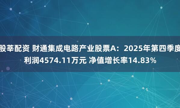 股莘配资 财通集成电路产业股票A：2025年第四季度利润4574.11万元 净值增长率14.83%